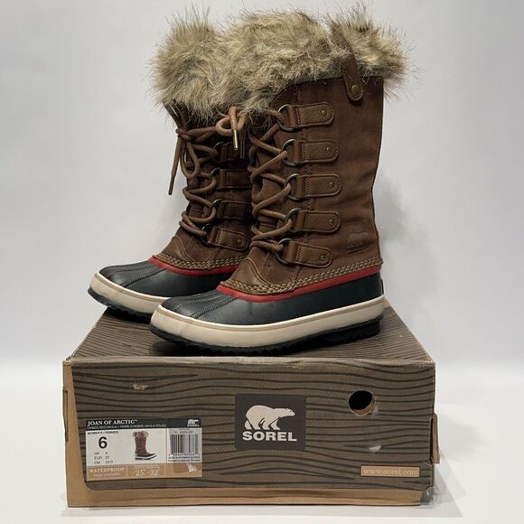 Sorel Joan Of Arctic Brown Suede Waterproof Winter Boots Women Size 6 Worn Once! - Picture 1 of 16